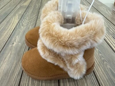 Botines de bebé First Steps de piel sintética talla 5 12-18 meses marrón gamuza aspecto cálido invierno Foto 1 de 4