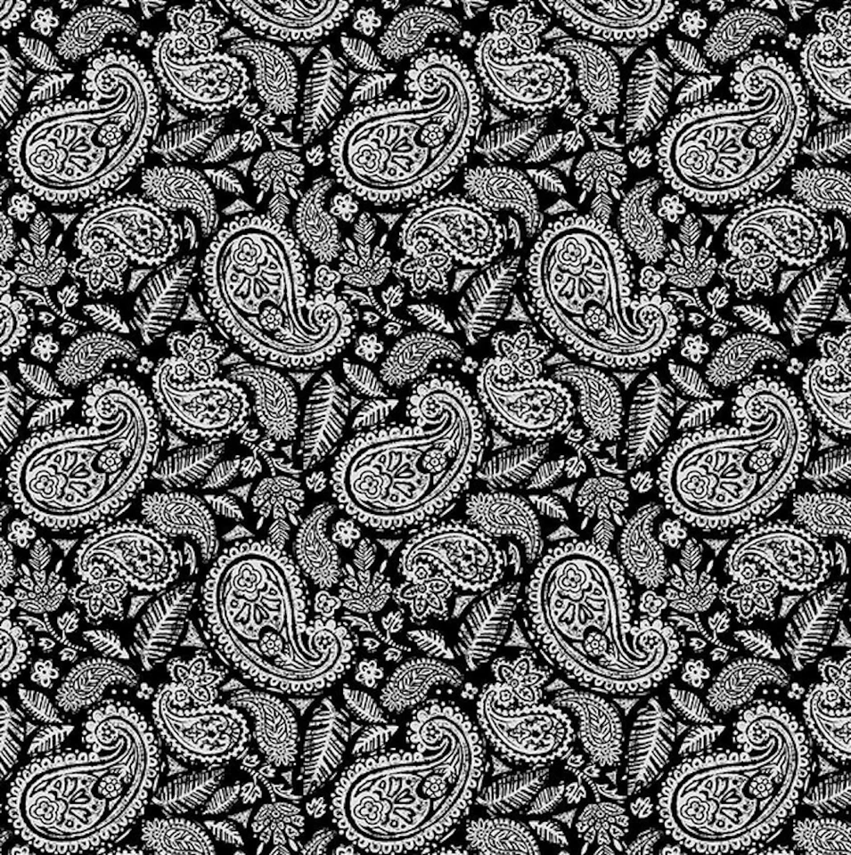 Blank Quilting Mellow Yellow Paisley Black Cotton Fabric By The Yard - Image 1 of 1