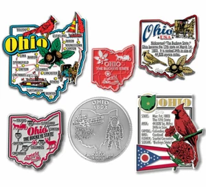 Ohio Six-Piece State Magnet Set by Classic Magnets, Includes 6 Designs - Picture 1 of 5