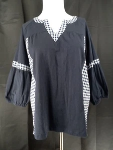 Weekend by suzanne betro blau weiß Muster elastische Blasenärmel Top Gr. XL - Bild 1 von 11