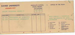 Xavier University agosto 1969 scheda rapporto Southgate KY 7L - Foto 1 di 4