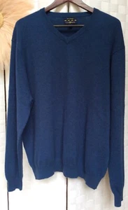 Suéter Pullover Manga Larga Cuello en V Azul Cachemira 100% Habitación Club Para Hombre XXL FXC - Imagen 1 de 10