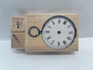 Vintage Inkadinkado 3-Pc. POCKET WATCH + 2 WATCH HANDS 5237 Rubber Stamp Set New - Picture 1 of 4