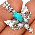 Angel Wing - Composite Kingman Blue Mohave Turquoise 925 Silver Pendant CP19476