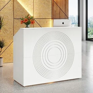 White Modern Reception Desk with Counter Top, Front Desk Reception Room Table - Picture 1 of 10