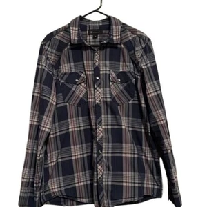 Men's INC International Concepts Western Plaid Shirt - Size L, Snap Closure - Picture 1 of 6