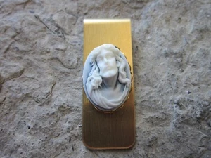 JESUS CAMEO GOLD PLATED BRASS MONEY CLIP - FATHER'S DAY - RELIGIOUS - THORNS - Picture 1 of 2