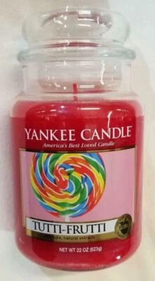 Yankee Candle TUTTI FRUTTI Large Jar 22 Oz Red Housewarmer New Wax Fruit Candy - Image 1 of 4