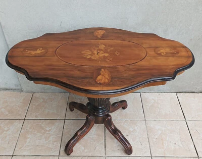 Table violon Napoléon III en ronce de noyer - Photo 1/4