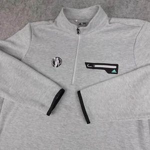 Boston Celtics Sweater Mens Large Gray NBA Pullover 1/4 Zip Sweatshirt Adidas - Picture 1 of 15