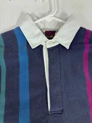 Sports Shop Eddie Bauer Rugby Polo Hombre L Azul Púrpura Líneas Sujetador Foto 1 de 4
