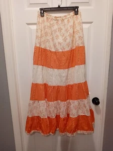 Vintage La Fille Handmade Bohemian Festival Embroidered Maxi Skirt Sz Medium - Picture 1 of 7