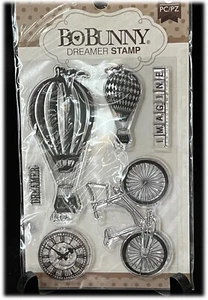 Bo Hase klar kleben Stempel Set Träumer 6 Stck. Neu Heißluftballons Fahrrad Imagine - Bild 1 von 2
