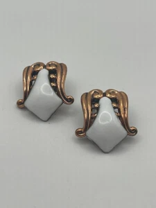 Vintage Matisse Copper and Enamel Clip On Earrings - Picture 1 of 9