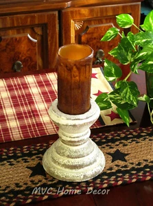 6" Burnt Mustard Dripped Wax Flameless Flicker Pillar Candle with Timer Mode - Picture 1 of 6