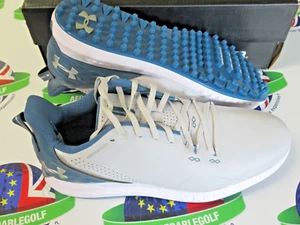 under armour hovr drive 2 sl waterproof golf shoes grey/blue uk size 8.5 - Picture 1 of 3