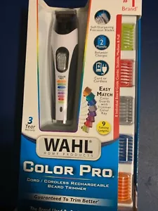 WAHL HOME PRODUCTS COLOR PRO CORD/ CORDLESS RECHARAGABLE BEARD TRIMMER 9 CUTTING - Picture 1 of 6