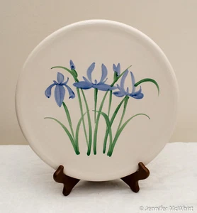 Made-in-the-USA Stoneware Lazy Susan with Iris Design by Clay in Motion - Picture 1 of 3