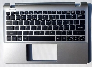 Original Acer Aspire E3-111 Travelmate B115 US keyboard with cover upper silver - Bild 1 von 2