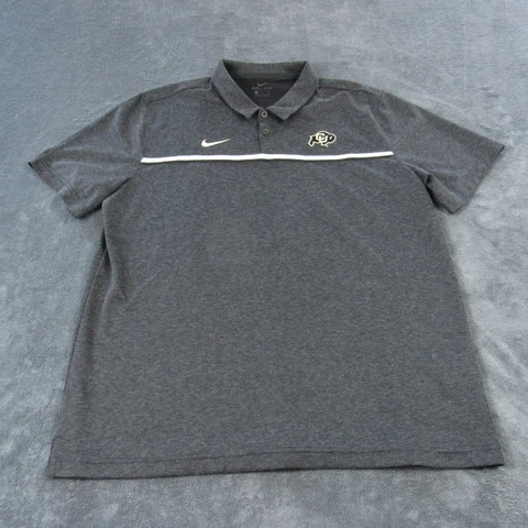 Colorado Buffaloes Polo Shirt Mens Extra Large Gray NCAA Football Dri Fit Nike Cover