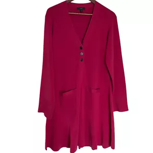 J Crew A Linie Pullover Kleid XL Merinowolle Himbeer Rosa Langarm V Ausschnitt - Bild 1 von 5