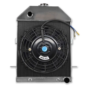 3 Row Aluminum Radiator & Fan For 1941 Ford Truck Pickup Chevy Configuration AT - Bild 1 von 9
