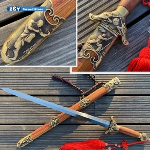 Espada TaiChi China KUNGFU de Latón/Palo de Rosa WUSHU JIAN Hoja de Acero Doblada Afilada - Imagen 1 de 10