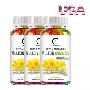 1/2/3 Bottles 2000mg Mullein Leaf Gummies Verbascum Thapsus Herbal Supplement - Picture 1 of 14