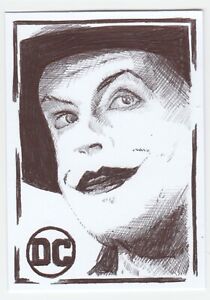 ACEO Art Sketch Card DC Jack Nicholson The Joker from Batman Movie Ink Drawing C
