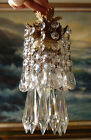 Hanging lamp pendant chandelier Crystal prism Brass Spelter Vintage w 25" cord