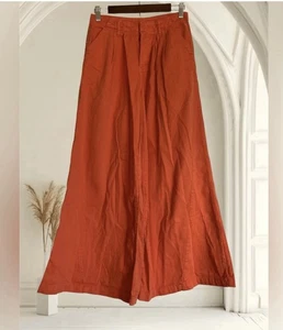 Free People Vibrant Orange Plissee Wide Leg Chino Hose Gr. 2 - Bild 1 von 11