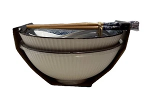 Set 2 ciotole, bacchette e cucchiaio in gres ceramica 43 oz SH Home Blue Wave - Foto 1 di 8