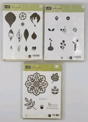 LOTE Stampin Up Conjuntos de Selos Dia da Gratidão Flores Brilhantes Construa Uma Flor - Imagem 1 de 4