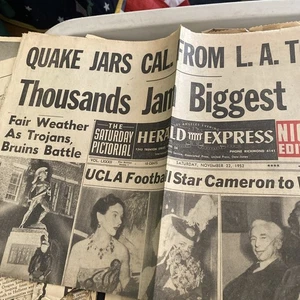 HISTORY California Earthquake 1952 L.A. Times San Francisco Scrapbook UCLA USC - Picture 1 of 24