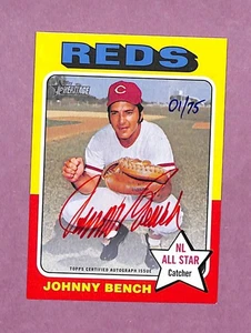 JOHNNY BENCH 2024 Topps Heritage Real One RED INK Auto Autograph 01/75 - Picture 1 of 2
