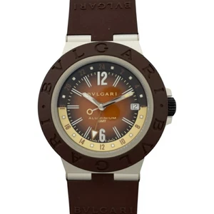 BVLGARI WATCH ALUMINUM GMT FENDER LIMITED TO 1200 BB40ATGMT BROWN DIAL MEN'S F/S - Picture 1 of 8