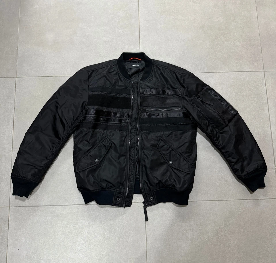 DIESEL Limited Edition Bomber Jacket Rare Black & Orange Inner Lining – Premium - Image 1 of 4
