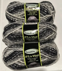 LOTE de 3 SENSATIONS IT’s A WRAP en NEGRO GRIS 2.47oz 103yds - Imagen 1 de 4