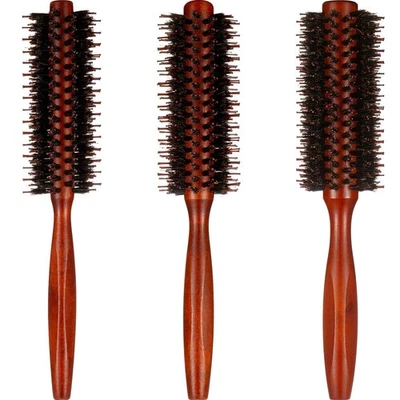 Conjunto de escova de cabelo redonda Boao 3 peças cerdas de javali para mulheres homens preto, marrom  - Imagem 1 de 4