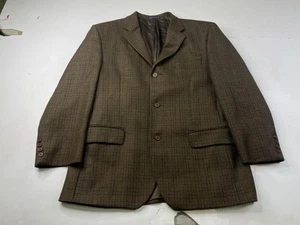 Berwin & Berwin Brown Houndstooth Plaid British Wool Blazer Sport Coat 42S - Picture 1 of 10