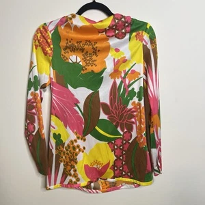 Vintage 1960er Don Luis De Espana geblümt bunt hochgeschlossen Top Bluse psychedelisch 10 - Bild 1 von 16