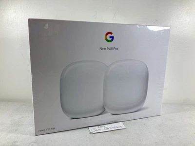 Google Nest Wifi Pro Wi-Fi 6E Router Mesh System Snow 2-Pack GA03689 NEW SEALED! - Image 1 of 4
