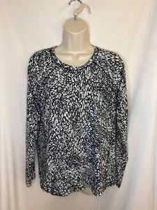 Athleta ladies Top shirt black white paint splatter sz M long sl poly spandex - Picture 1 of 4