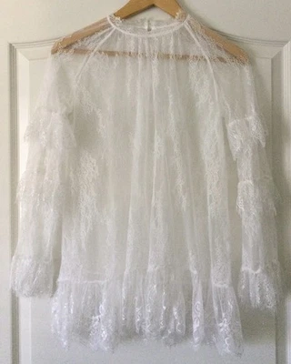 Женская прозрачная туника топ Delia с оборками кружевная белая размер M - Изображение 1 из 4