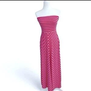 The Limited Striped Strapless Maxi Dress Size Small Pink & Gray Chevron Stripes - Picture 1 of 6