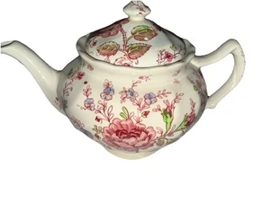 Vintage Johnson Brothers Rose Chintz Tea Pot Pink 6.5" Tall - Picture 1 of 7