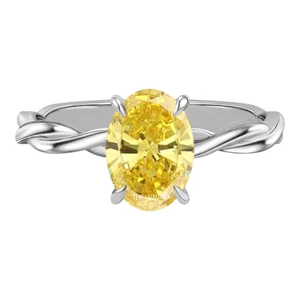 Anillo de diamantes talla ovalada elegante amarillo intenso 1,45 quilates IGI cultivado en laboratorio platino 950 - Imagen 1 de 11