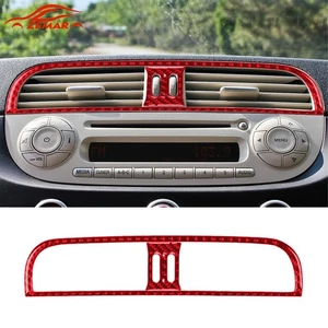 2x Cubierta de salida de ventilación de aire de control central de fibra de carbono roja para Fiat 500 2012-2015 - Imagen 1 de 9