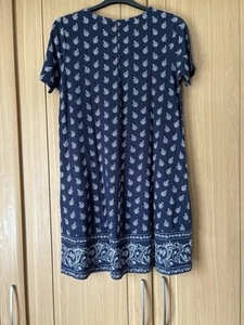 FatFace Women's Simone Jersey Dress 14 Navy Blue Patterned BNWOT - Picture 1 of 6