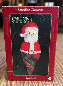 CARLTON CARDS HEIRLOOM COLLECTION SANTA SWIRL SPARKLING CHRISTMAS ORNAMENT O15 - Picture 1 of 3